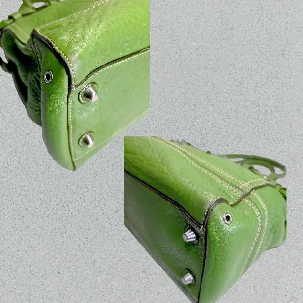 COACH Hampton Pebble Green Leather Satchel - Picture 4 of 15